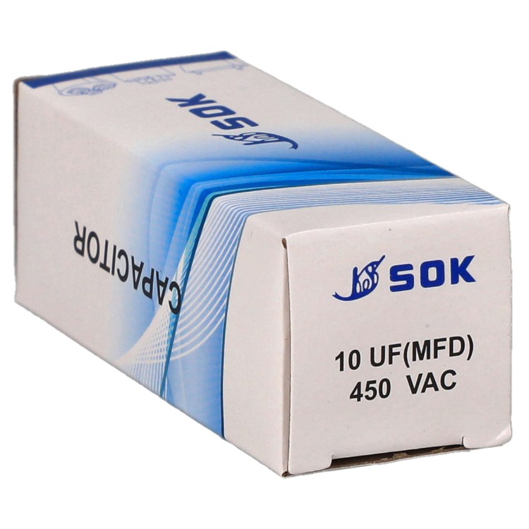 Kondensator rozruchowy do silnika 10uF 450V CBB60 - pudełko poziomo