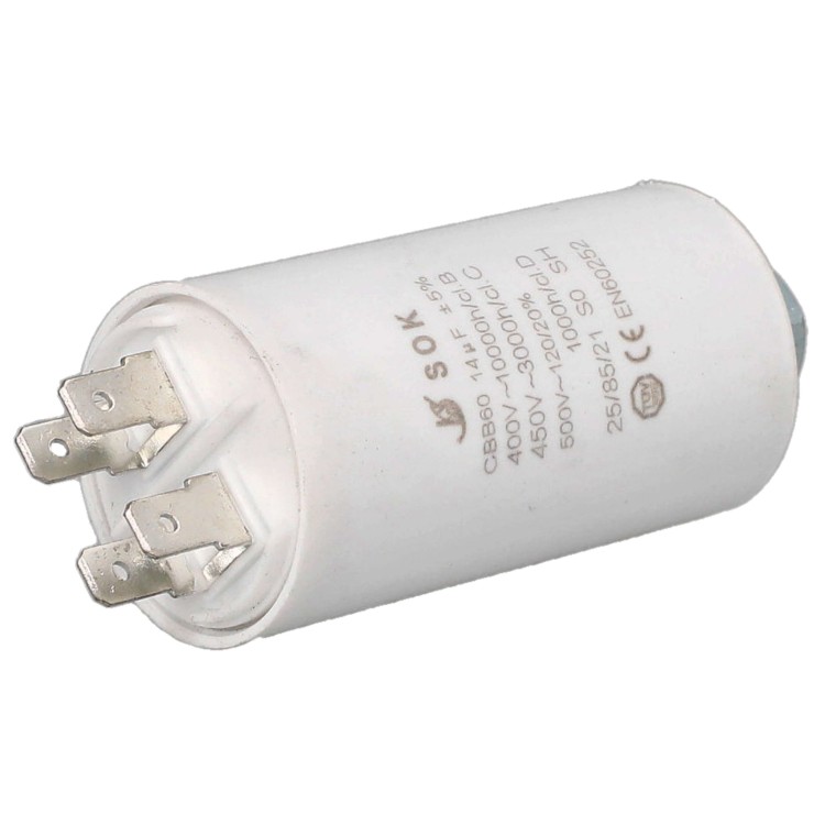 Kondensator rozruchowy do silnika 14uF 450V CBB60 - poziomo
