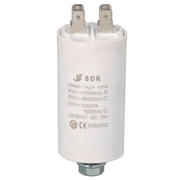 Kondensator rozruchowy do silnika 14uF 450V CBB60 - przód