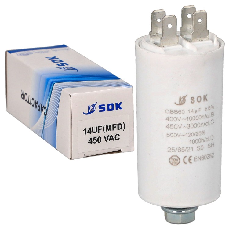 Kondensator rozruchowy do silnika 14uF 450V CBB60
