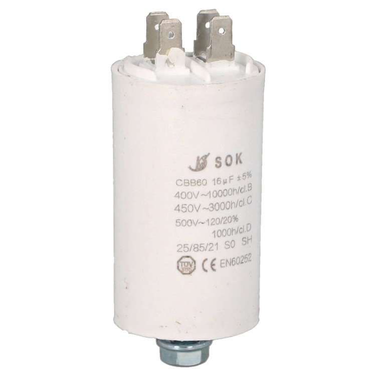 Kondensator rozruchowy do silnika 16uF 450V CBB60 - bok