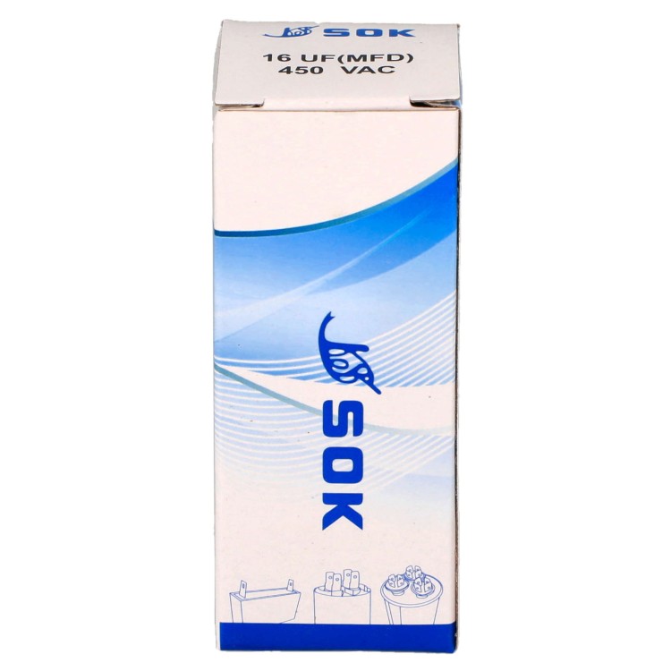 Kondensator rozruchowy do silnika 16uF 450V CBB60 - pudełko