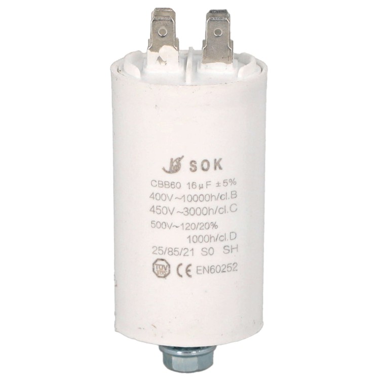 Kondensator rozruchowy do silnika 16uF 450V CBB60 - przód
