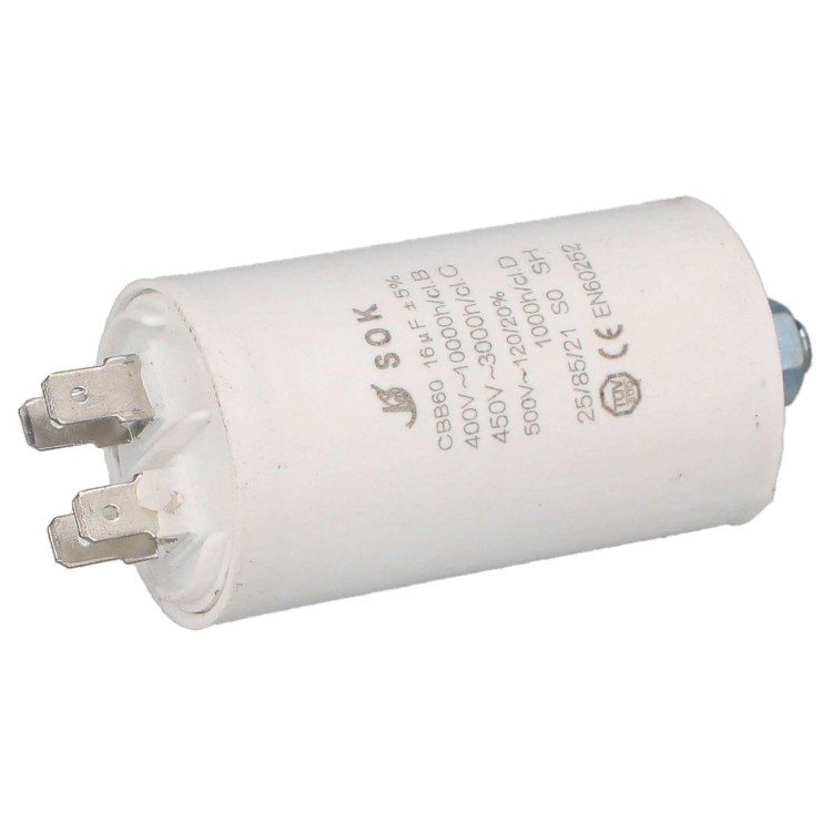 Kondensator rozruchowy do silnika 16uF 450V CBB60 - poziomo