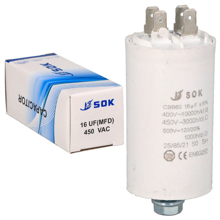 Kondensator rozruchowy do silnika 16uF 450V CBB60