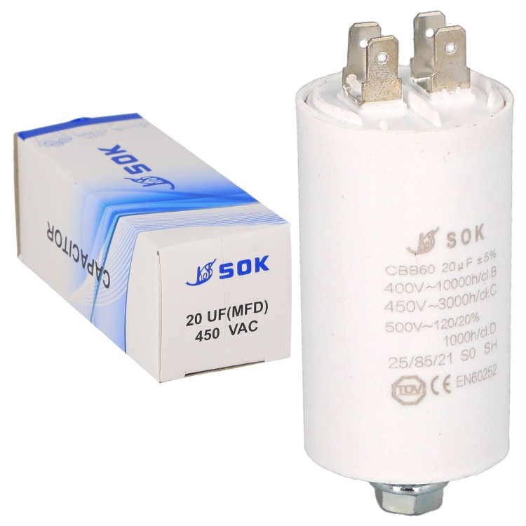 Kondensator rozruchowy do silnika 20uF 450V CBB60