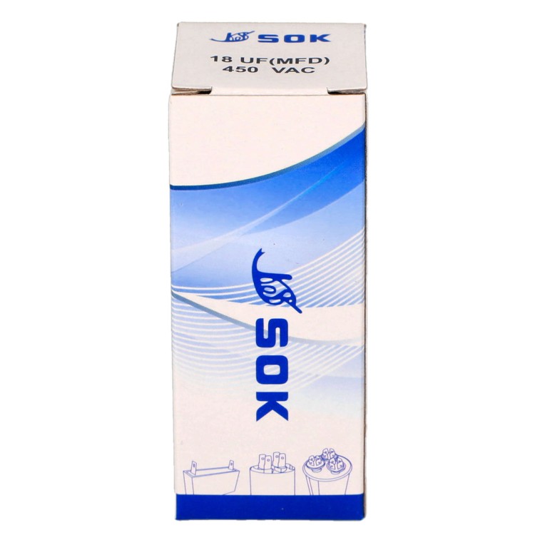 Kondensator rozruchowy do silnika 18uF 450V CBB60 - pudełko