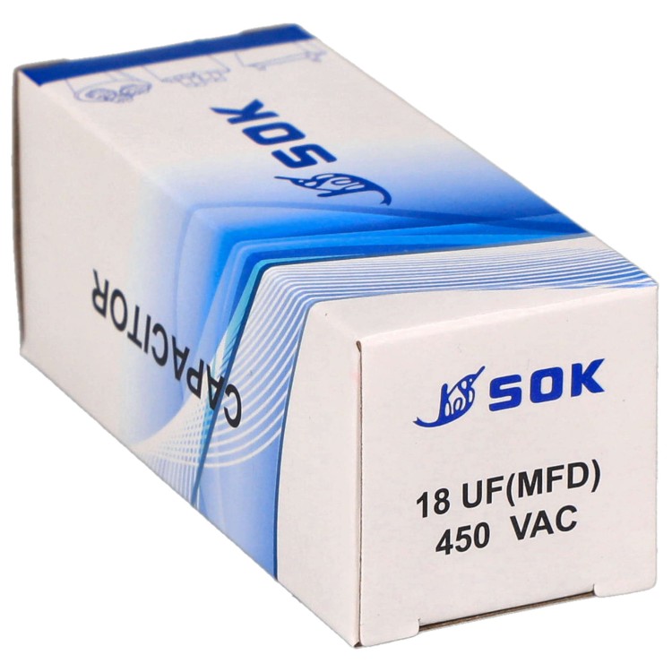 Kondensator rozruchowy do silnika 18uF 450V CBB60 - pudełko poziomo