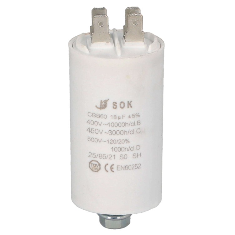 Kondensator rozruchowy do silnika 18uF 450V CBB60 - przód