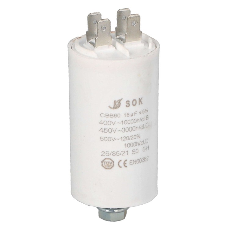 Kondensator rozruchowy do silnika 18uF 450V CBB60 - bok