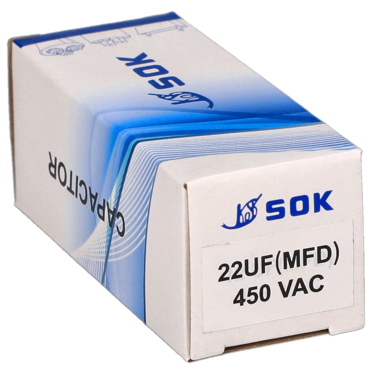 Kondensator rozruchowy do silnika 22uF 450V CBB60 - pudełko poziomo