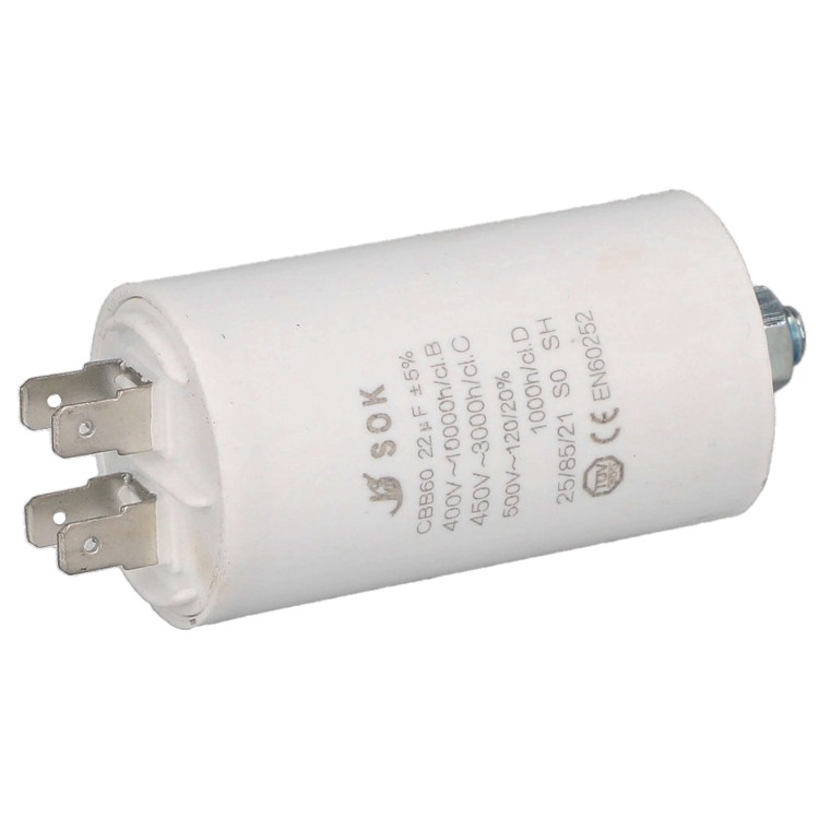 Kondensator rozruchowy do silnika 22uF 450V CBB60 - poziomo