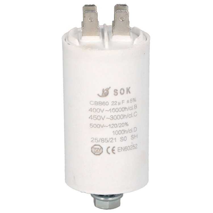 Kondensator rozruchowy do silnika 22uF 450V CBB60 - przód
