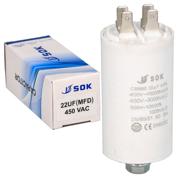 Kondensator rozruchowy do silnika 22uF 450V CBB60