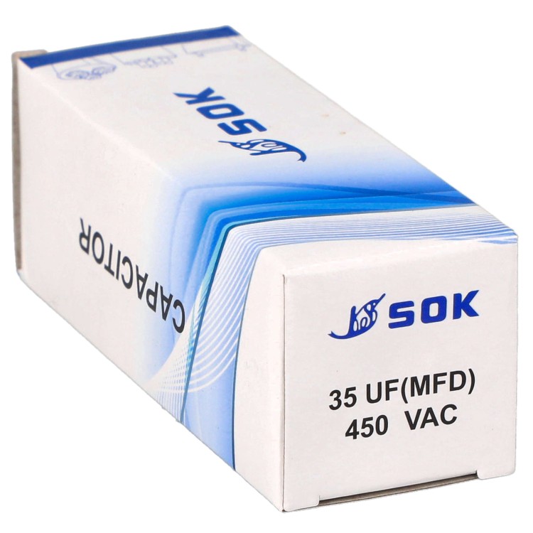 Kondensator rozruchowy do silnika 35uF 450V CBB60 - pudełko poziomo