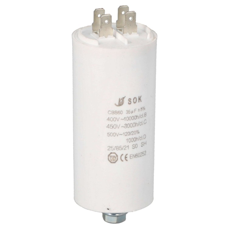 Kondensator rozruchowy do silnika 35uF 450V CBB60 - bok