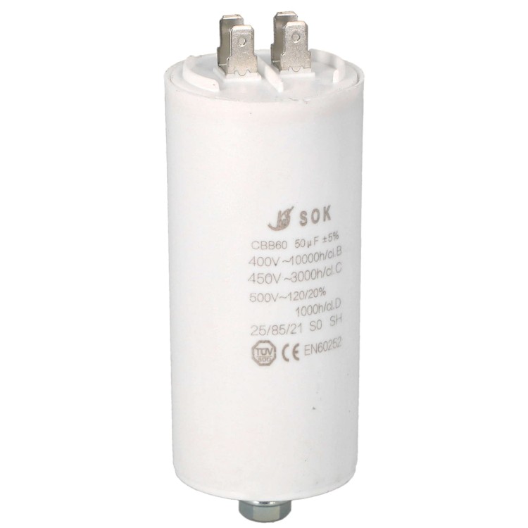 Kondensator rozruchowy do silnika 50uF 450V CBB60 - bok
