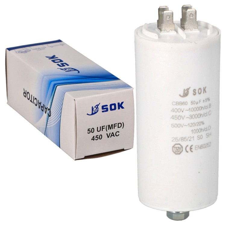 Kondensator rozruchowy do silnika 50uF 450V CBB60