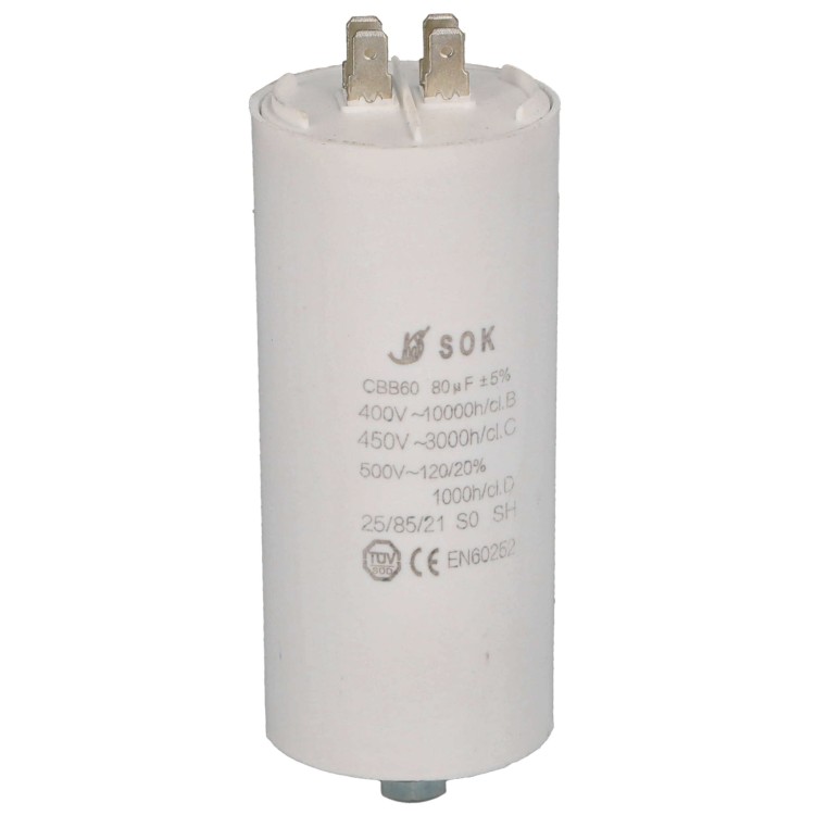 Kondensator rozruchowy do silnika 80uF 450V CBB60 - przód