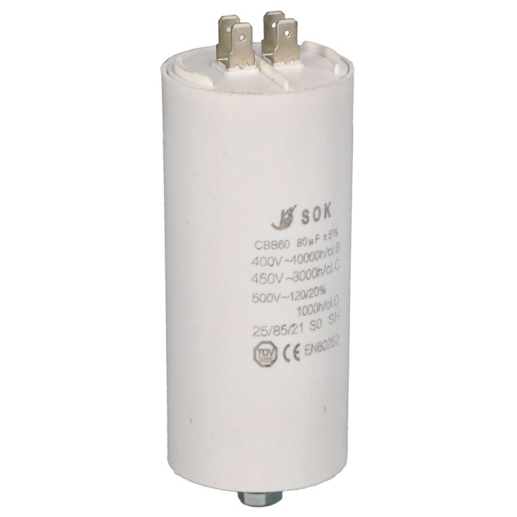 Kondensator rozruchowy do silnika 80uF 450V CBB60 - bok