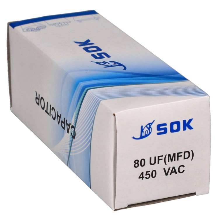 Kondensator rozruchowy do silnika 80uF 450V CBB60 - pudełko poziomo