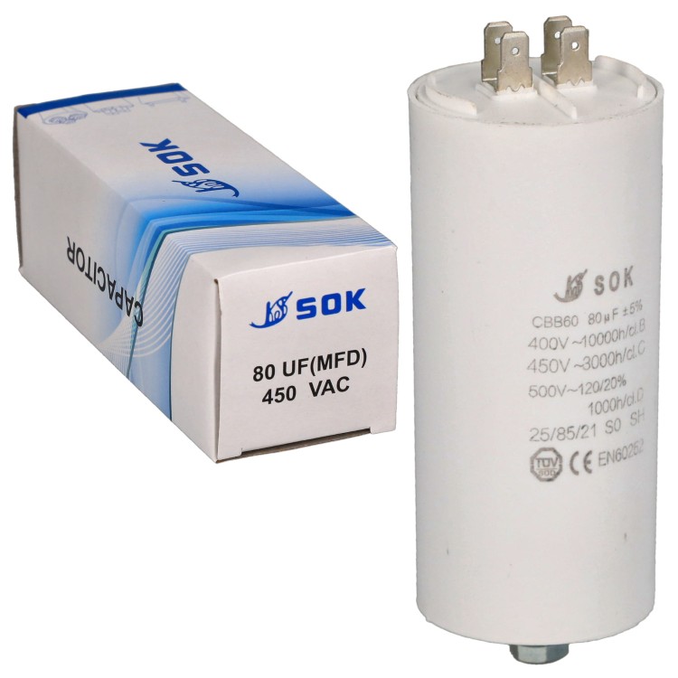 Kondensator rozruchowy do silnika 80uF 450V CBB60