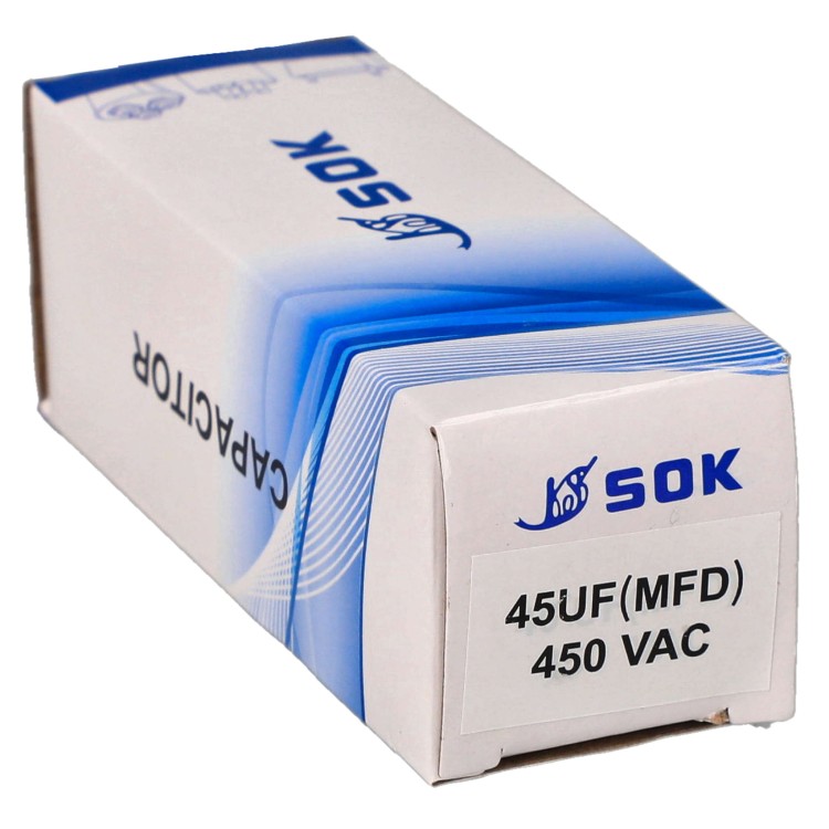 Kondensator rozruchowy do silnika 45uF 450V CBB60 - pudełko poziomo