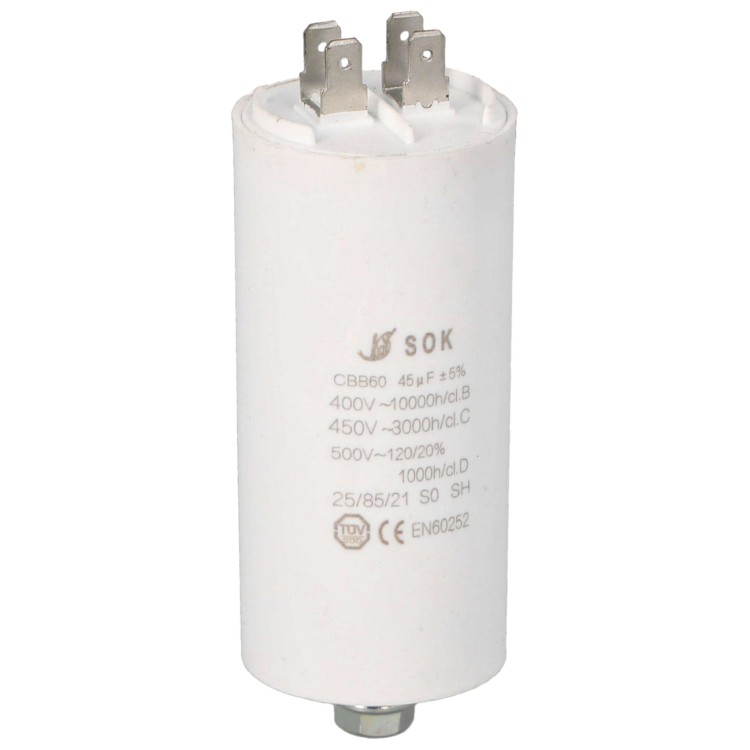 Kondensator rozruchowy do silnika 45uF 450V CBB60 - bok