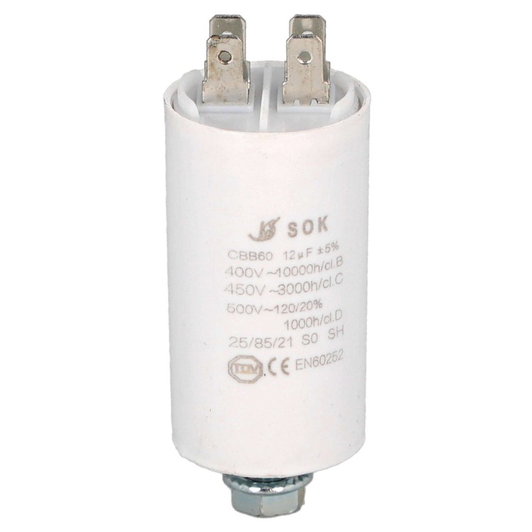 Kondensator rozruchowy do silnika 12uF 450V CBB60 - przód