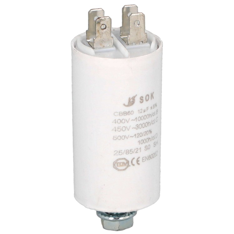 Kondensator rozruchowy do silnika 12uF 450V CBB60 - bok