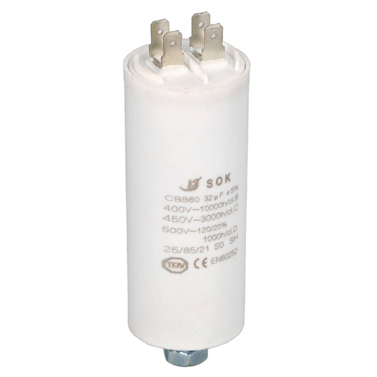 Kondensator rozruchowy do silnika 32uF 450V CBB60 - bok