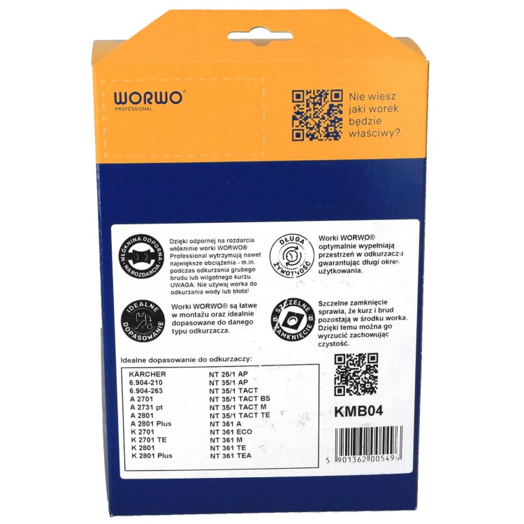 Worki do odkurzacza Karcher 6.904-210 NT361A KMB04K MV6 - pudełko tył