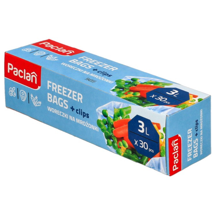 Woreczki na mrożonki 3 l z klipsem Paclan 30 szt 51043 - bok2
