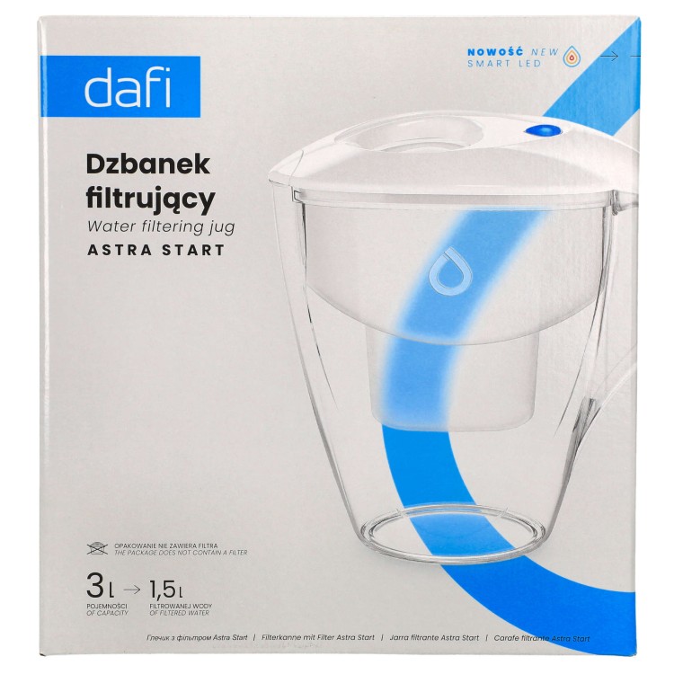 Dzbanek filtrujący Dafi Astra Start LED 3l na filtr Unimax - pudełko