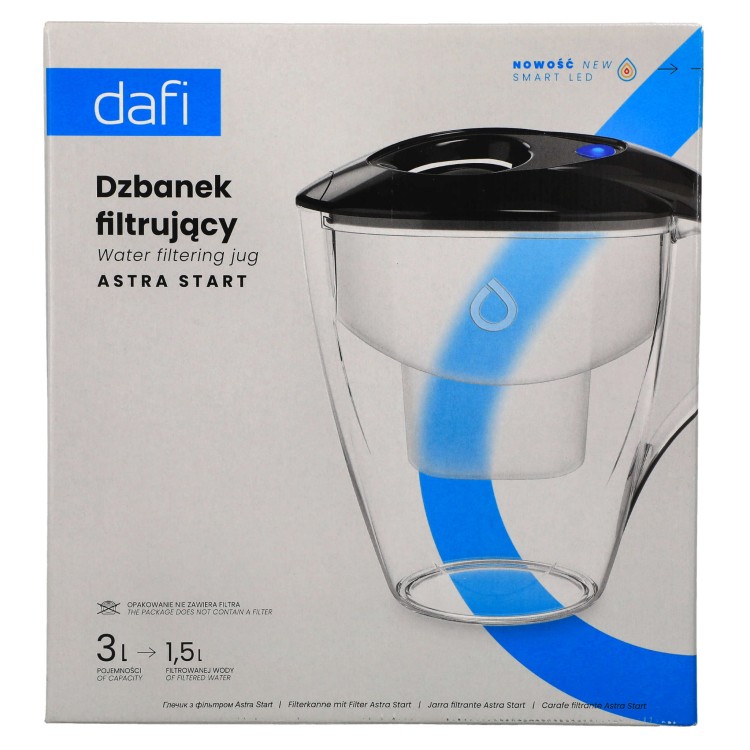 Dzbanek filtrujący Dafi Astra Start LED 3l na filtr Unimax czarny - pudełko