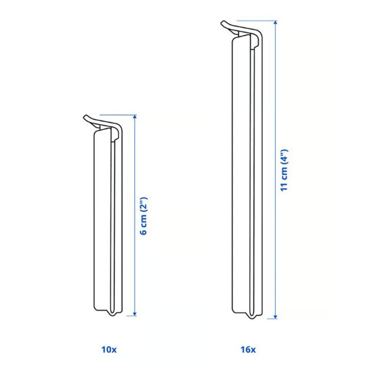 Suwak klips do torebek 26 szt. Ikea Bevara - wymiary