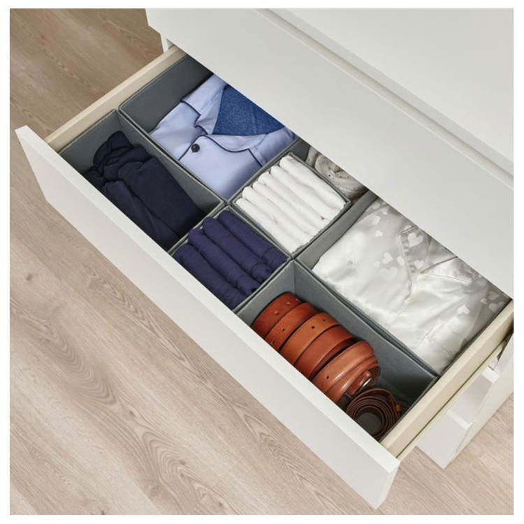 Komplet pojemników 6 szt. ciemnoszary Ikea Skubb - porządek w szufladzie