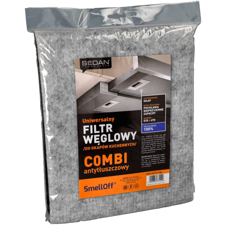 Filtr węglowy Sedan Combi 57x47 cm do okapu kuchennego przeciwtłuszczowy - przód