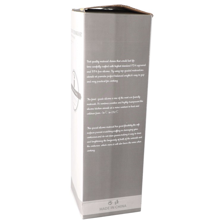 Zestaw przybory kuchenne silikonowe drewniane pojemnik 12 szt - pudełko bok