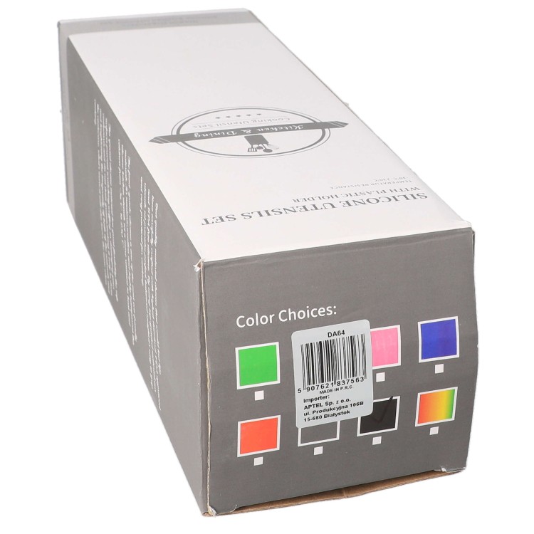 Zestaw przybory kuchenne silikonowe drewniane pojemnik 12 szt - pudełko góra