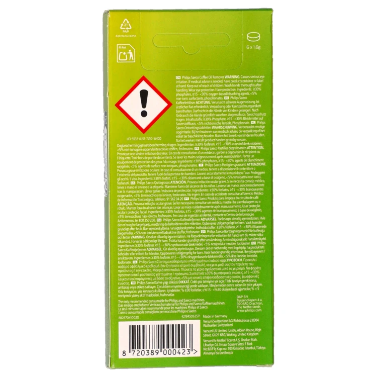 Tabletki czyszczące odtłuszczające do ekspresu Philips Saeco CA6704/10 6szt - pudełko tył