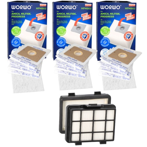 Filtry Hepa do odkurzacza Amica Bagio Eco + worki 12 szt.