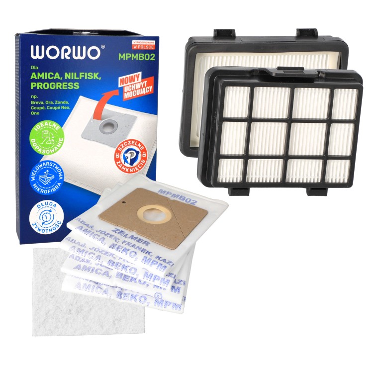 Filtry Hepa do odkurzacza Amica Bagio Eco + worki 4 szt