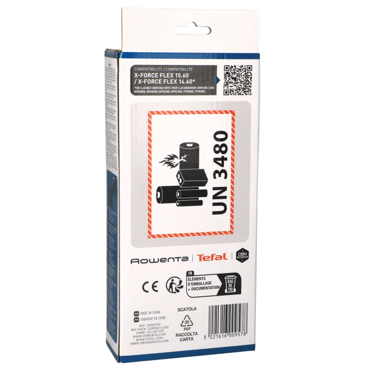 Bateria do odkurzacza pionowego bezprzewodowego Tefal xForce Flex 15.60 - pudełko tył