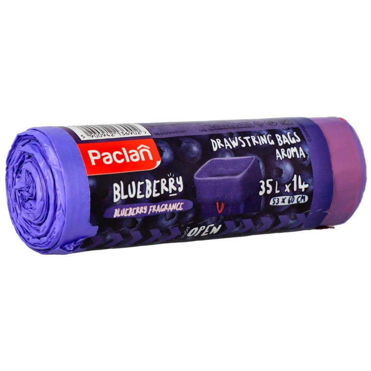 Worki na śmieci zapachowe z taśmą Paclan 35 l 14 szt - poziomo