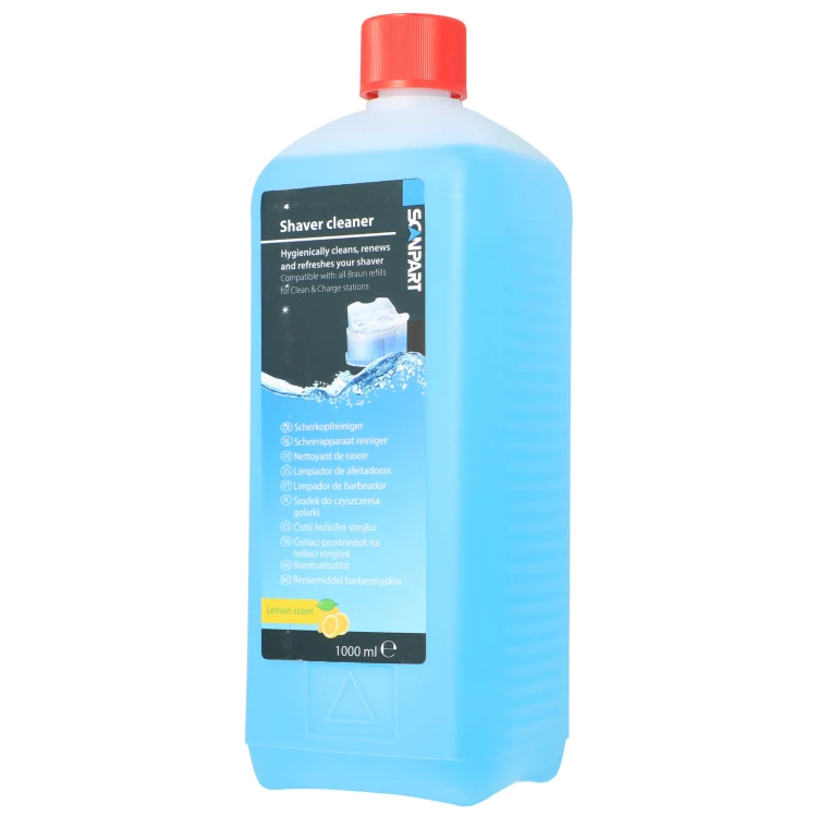 Płyn czyszczący wkład do golarek Philips Braun 1L cytryna - przód i bok