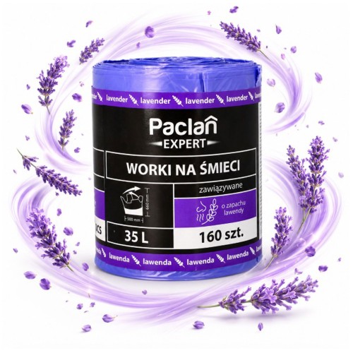 Worki na śmieci mieszane 35L 160szt zapach lawendowy mocne Paclan Expert