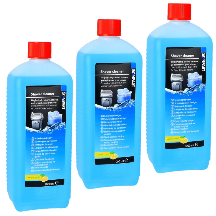 Płyn do golarki Braun Philips – płyn do czyszczenia golarek 3x 1000 ml - 3 szt bok