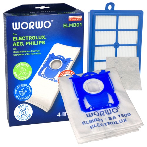 Worki do odkurzacza Electrolux Aeg Philips ELMB01K 4szt + hepa