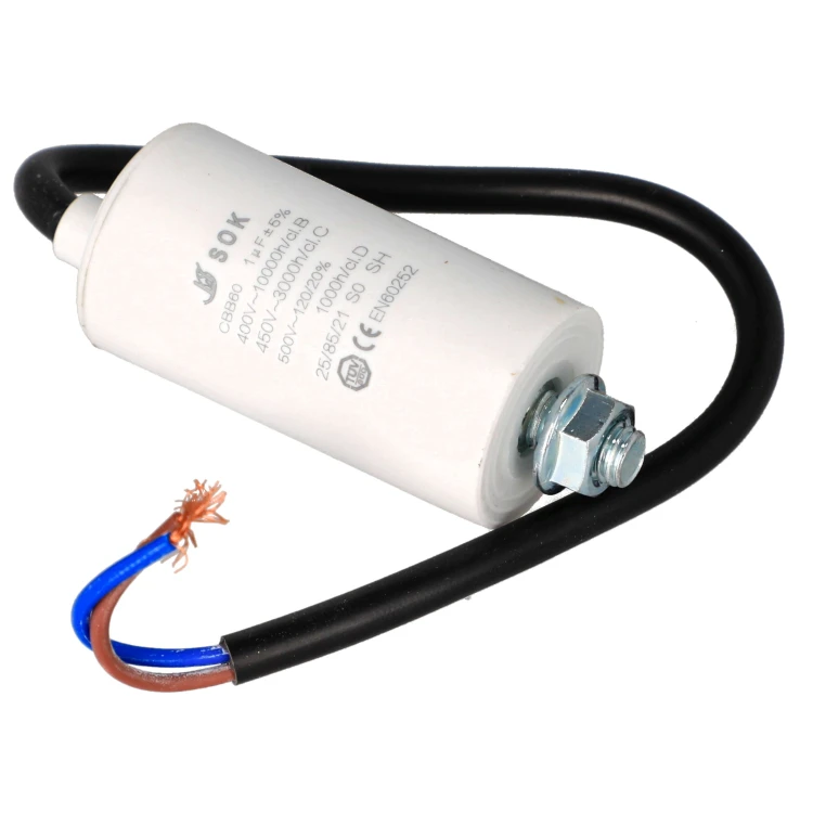 Kondensator rozruchowy silnika 1uF 450V z kablem - sam kondensator
